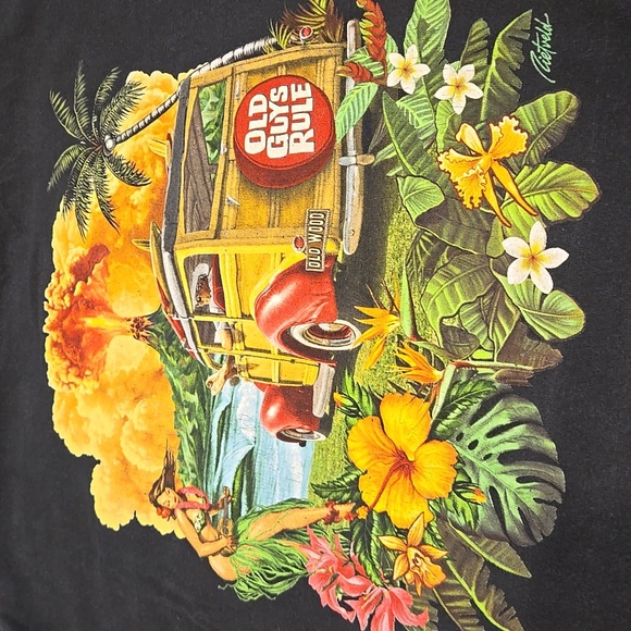 OLD GUYS RULE TROPICAL DOUBLE SIDED GRAPHIC T-SHIRT. SIZE LARGE. - Picture 6 of 8